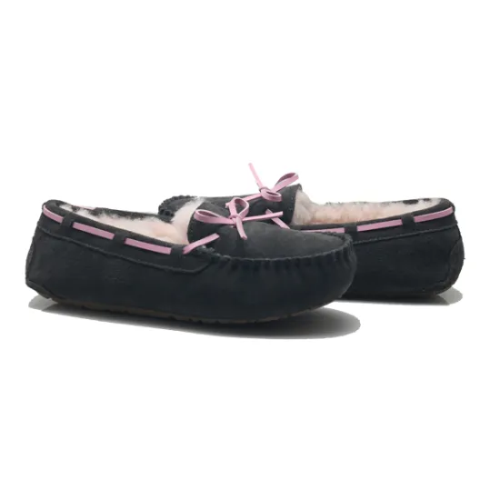 women suede sheepskin moccasin warm slippers