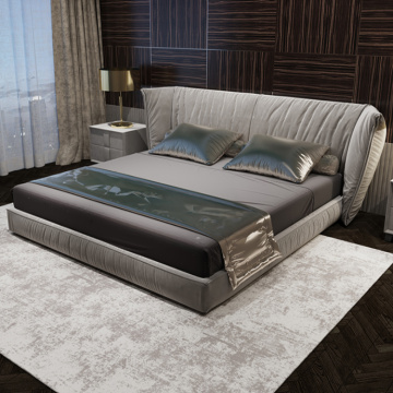 Cama de casal de tecido king size de luxo