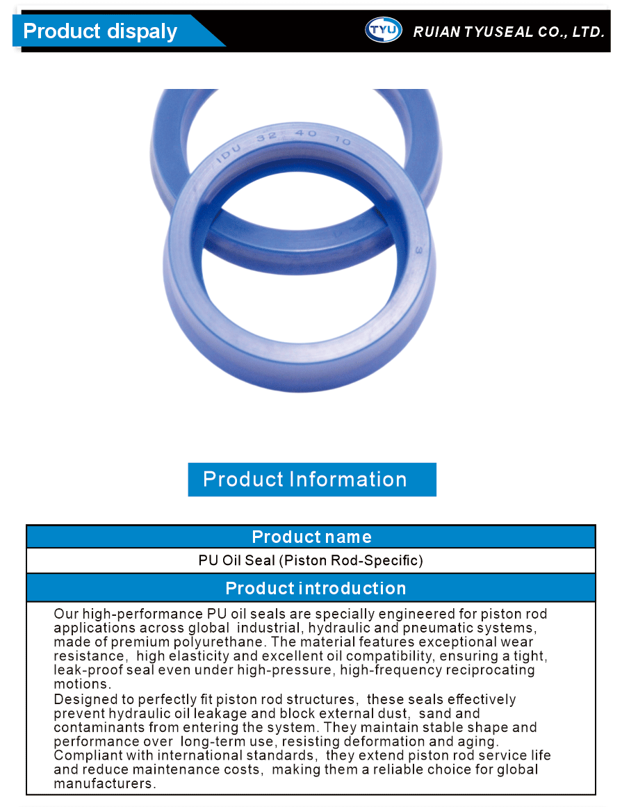 pu oil seal for piston rod