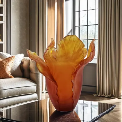 Lalique Crystal Tulip Flower Vase - Elegant Decor for Home & Events