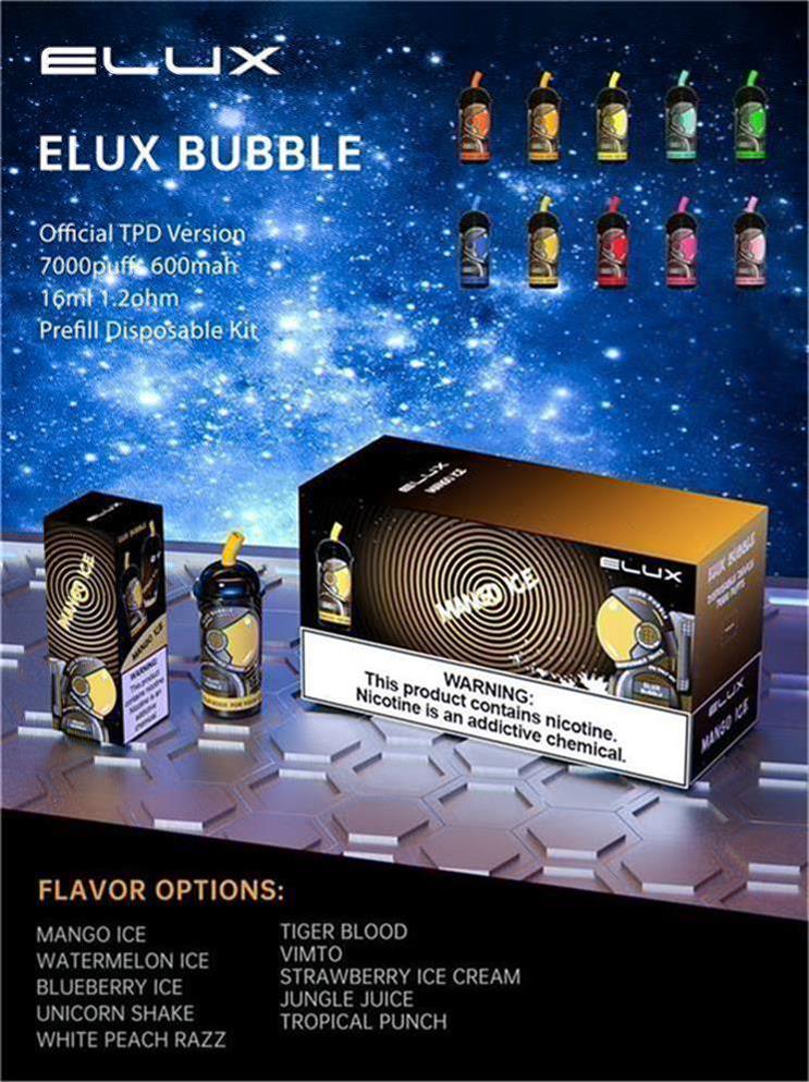 Elux Bubble 7000 Puff desechable Vape Electronic cigarrillo