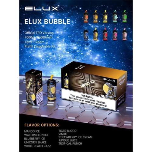ELUX Bubble 7000 Puff Disponível Vape Electronic Cigarette