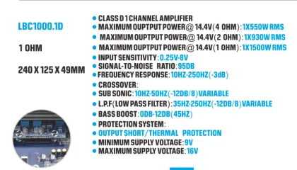 Lanbo LBC1000.1D 1000W Class D Professional Power Amplifier