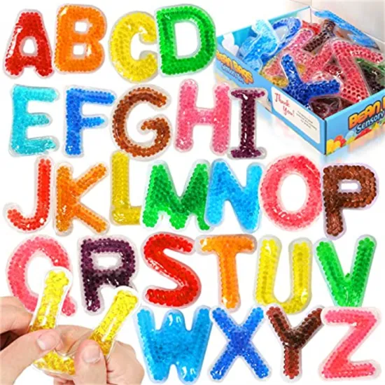 Montessori-inspired Color Gel Filled Math Numbers & Alphabet Sensory Learning Water Beads Toy for Preschool and Toddlers