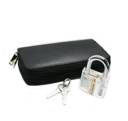 24pcs Locksmith Supplies Practice Lock Pick Set With Clear Padlock