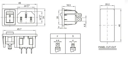 Shanghai Sinmar Electronics DB-14-5F+ Power Sockets 15A250VAC Multifunction Sockets Switch Sockets