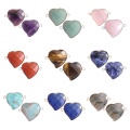 Gemstone 25mm Faceted Heart Connector for Jewelry Making Stone Links with Double Loops