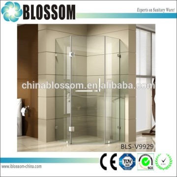 Hot sell self-cleaning glass pivot door 3 sided frameless shower enclosure