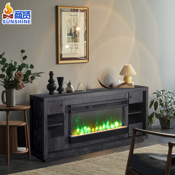 Modern Wooden Fireplace TV Stand for Living Room Luxury in 3D