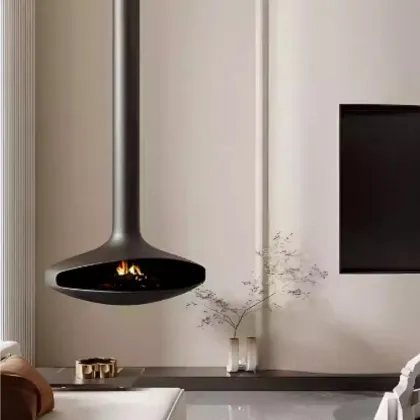 Hanging Wood Fireplace Bed with Built in Living Room Fireplace