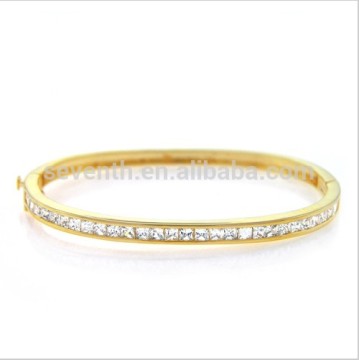 Fashion Gold Bangles Latest Designs with Channel Setting Shiny CZ Diamond