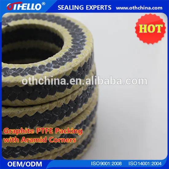 High Strength Braided Graphite PTFE Gland Packing with Aramid in Corners for pump seal
