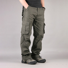 Thoshine Brand Men Casual Cargo Pants Straight 90% Cotton Many Pockets Outdoor Safari Style Trousers Loose Oversize Plus Size