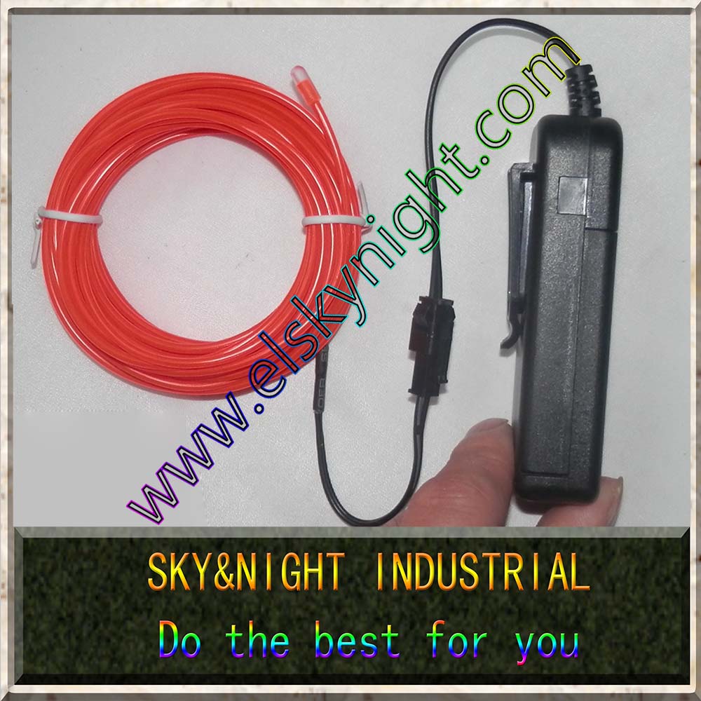 Red 4m Flexible Neon Light El Wire Rope Tube 2aa Battery Case Inverter ...