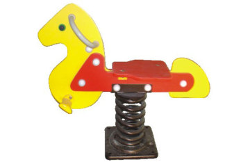 Kids play outdoor spring ride hose