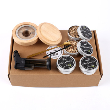 Cocktail Enthusiast's Ultimate Gift: A Comprehensive Whiskey Smoking Kit with Wooden Infusers and Oak, Walnut, Cherry Wood Chips