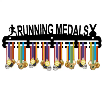 Iron Medal Rack Sports-Themed Metal Alloy Bronze and Zinc Plated and Laser-Engraved Logo Die-Cut and Painted Souvenir Model