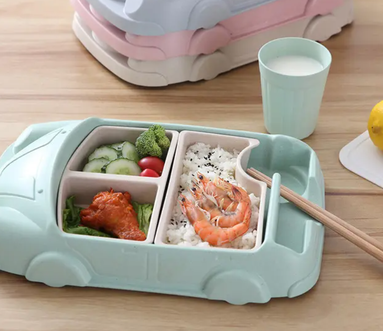 Eco-friendly bamboo fiber baby tableware
