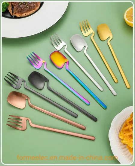 Tableware Curved Mouth Coffee Cutlery Dessert Knife Fork Spoon Ins Style Flatware