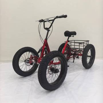 OEM Jacaranda 20* 4.0 Fat Tire 4-Wheel Bike - Snow & Sand Off-Road Quadricycle Adult Beach Cruiser with Cargo Basket