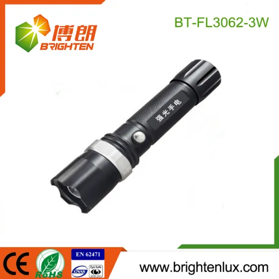 Factory Wholesale Aluminum 1*18650 battery Operated Tactical High Power 3watt Cree led Multi-function Police Flashlight Torch