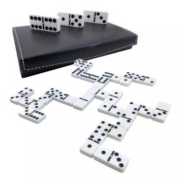 Personalizar el juego de dominó blanco con caja de cuero