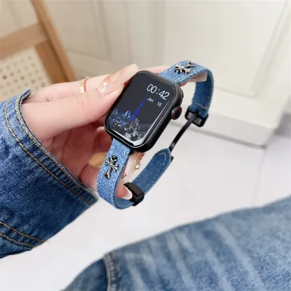 Cross Denim Fashion Creative Strap for Apple Watch 6/7/8/9 and Xiaomi 8/9