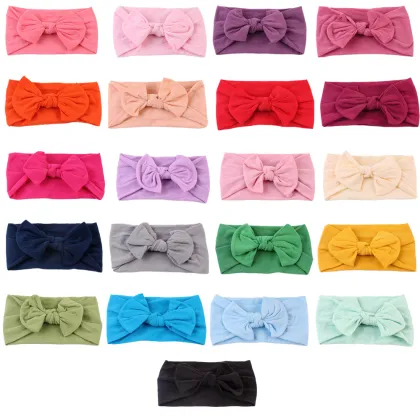 Newborn Baby Headband - 21 Colors Soft Nylon Turban Bows