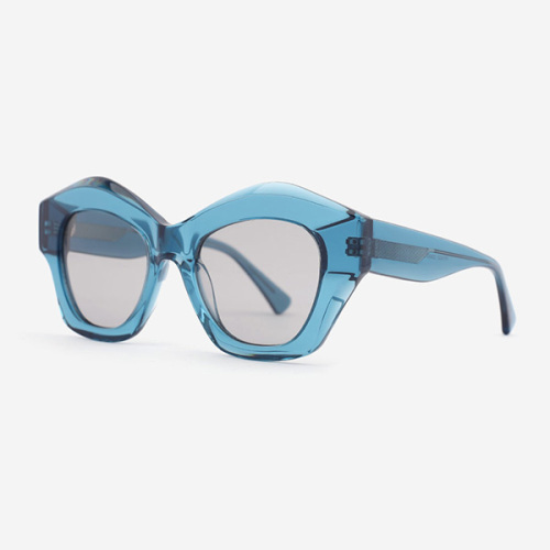 Polygon-shaped with 3D effect Acetate Female Sunglasses