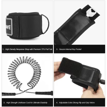 WOOWAVE Coiled SUP Leash TPU Custom Paddleboard Leash