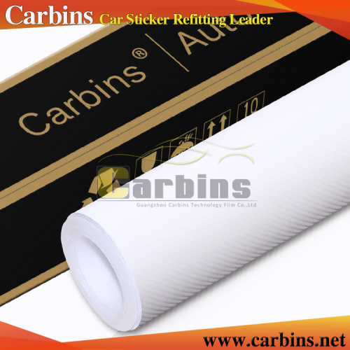 white 3D carbon fiber vinyl film for car turning wrap factory price!