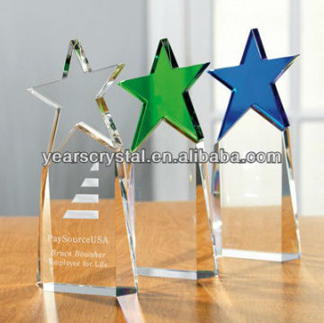 2015 new optical star-shaped crystal glass trophy awards with engraved your text(R-2210)