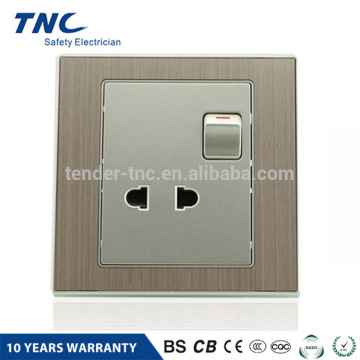 A9-Series Brushed Aluminum 2 PIN Wall Socket and Switch