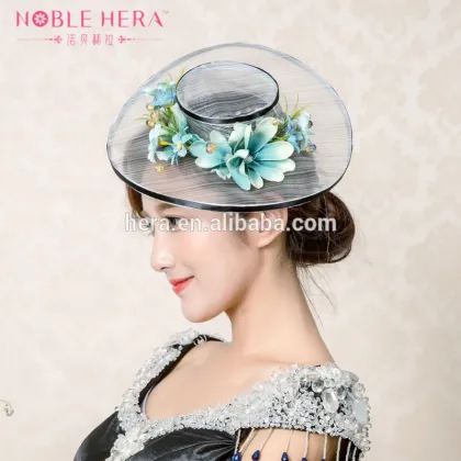 Latest Design Black Adult Party Fascinator Sinamay Hats with Flower