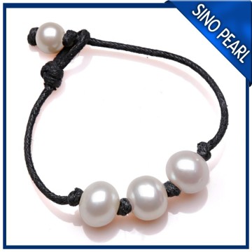 AA 12-13MM White Freshwater Pearl Snap Bracelet PB057