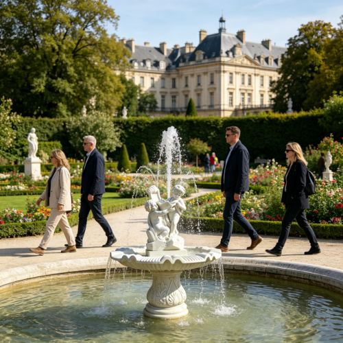 Classic White Stone Garden Fountain with Dual Cherubs