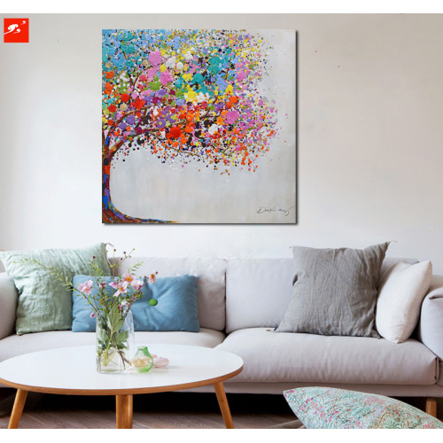 Abstract Handmade Wall Art Colorful Tree Oil Painting