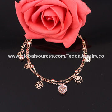 Anklets, made of alloy and crystals, small orders are welcome