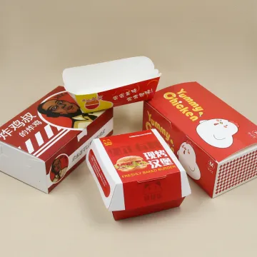 Custom Wholesale Luxury Packaging Boxes for Food, Snacks, French Fries, Chips, Burgers, Chicken in Kraft Paper