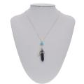 Blue Sandstone Feather Hexagonal Prism Necklace Pendant