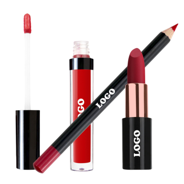 Wholesale Matte Lipstick Kit: Lip Liner and Glaze 3pcs Set - Waterproof, Non-Staining, and Non-Fading Cosmetics