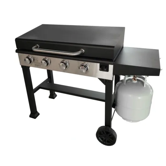 Portable BBQ Grill Kitchen Appliance 4 Burner Gas Griddle with Casters
