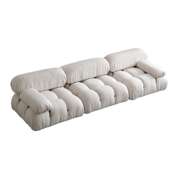 White Boucle Sofa Set: Modular 2-Seater Sectional for Living Room