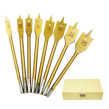 Quick Cutting Wood Case Drill Bit Set with 3 Tips - TiN Coated High Carbon Steel