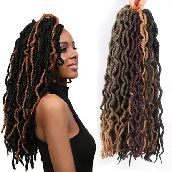 AliLeader 18" Kinky Nu Faux Locs Ombre Dread Lock Crochet Hair Extension Nubian Twist Braid Hair Bobbi Boss Locs