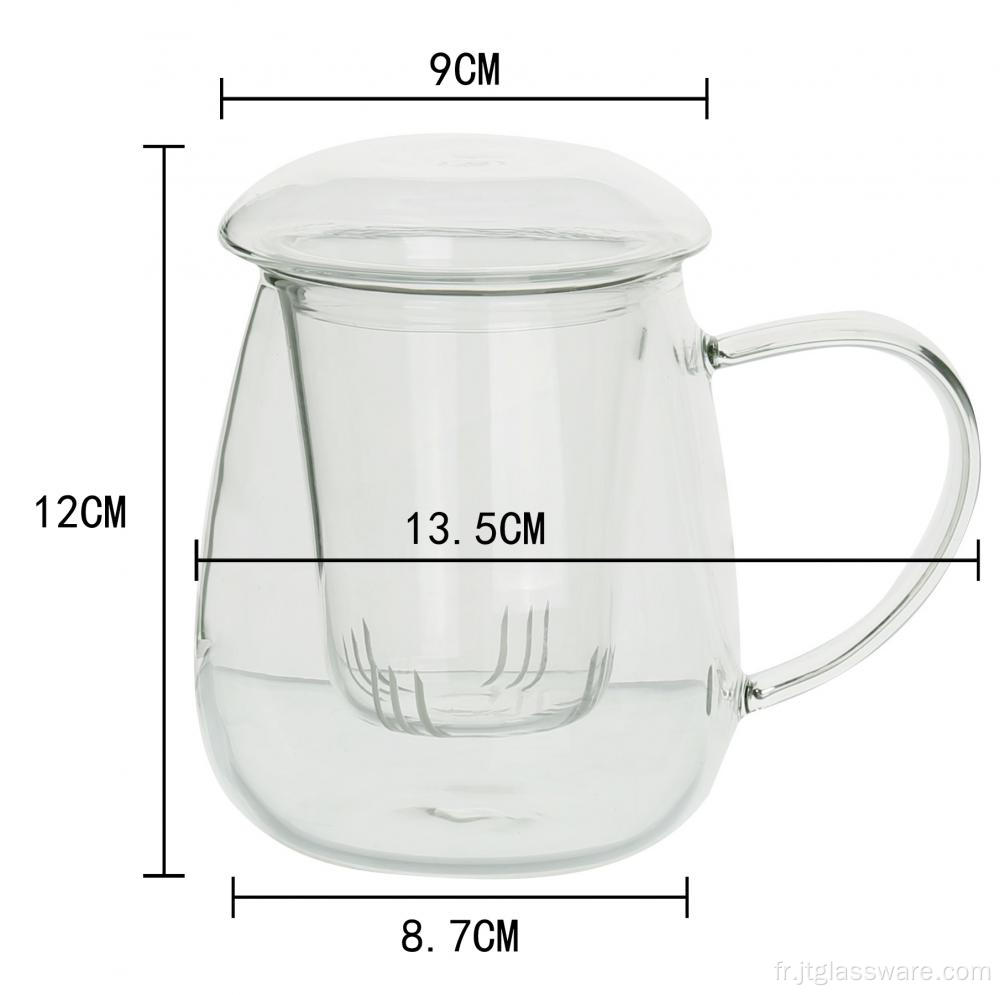 Tasse à thé Tasse à thé en verre avec filtre et couvercle