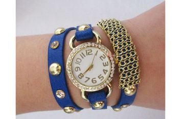Trendy Wrap Around Watches Pu Strap Water Resistant Analog Watch