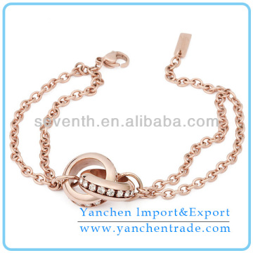 2014 Fashion Rose Gold Plated CZ Diamond Chain Bracelet
