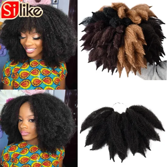 pre twisted synthetic Fashion Hair extension for 8" crochet braids Hot selling Afro Kinky Bulk Synthetic twist marley braiding