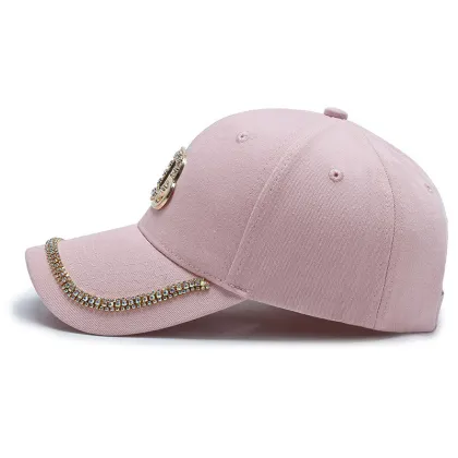 High-Quality Rhinestone and Diamond Decorated 'D' Logo Baseball Cap